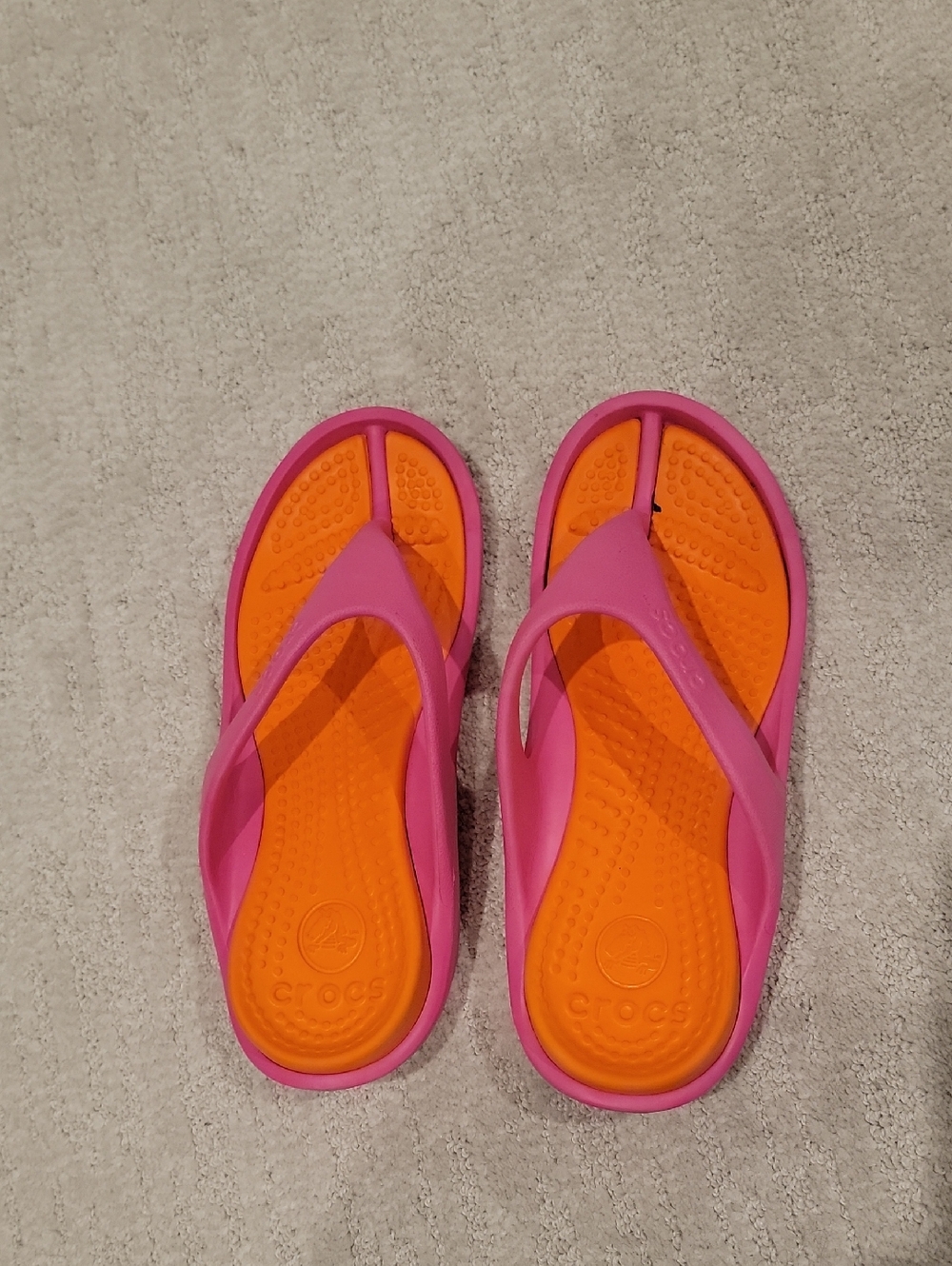 Crocs Pink and Orange Flip Sandals